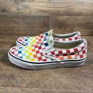 Vans Rainbow Checkered Canvas Slip on Shoe